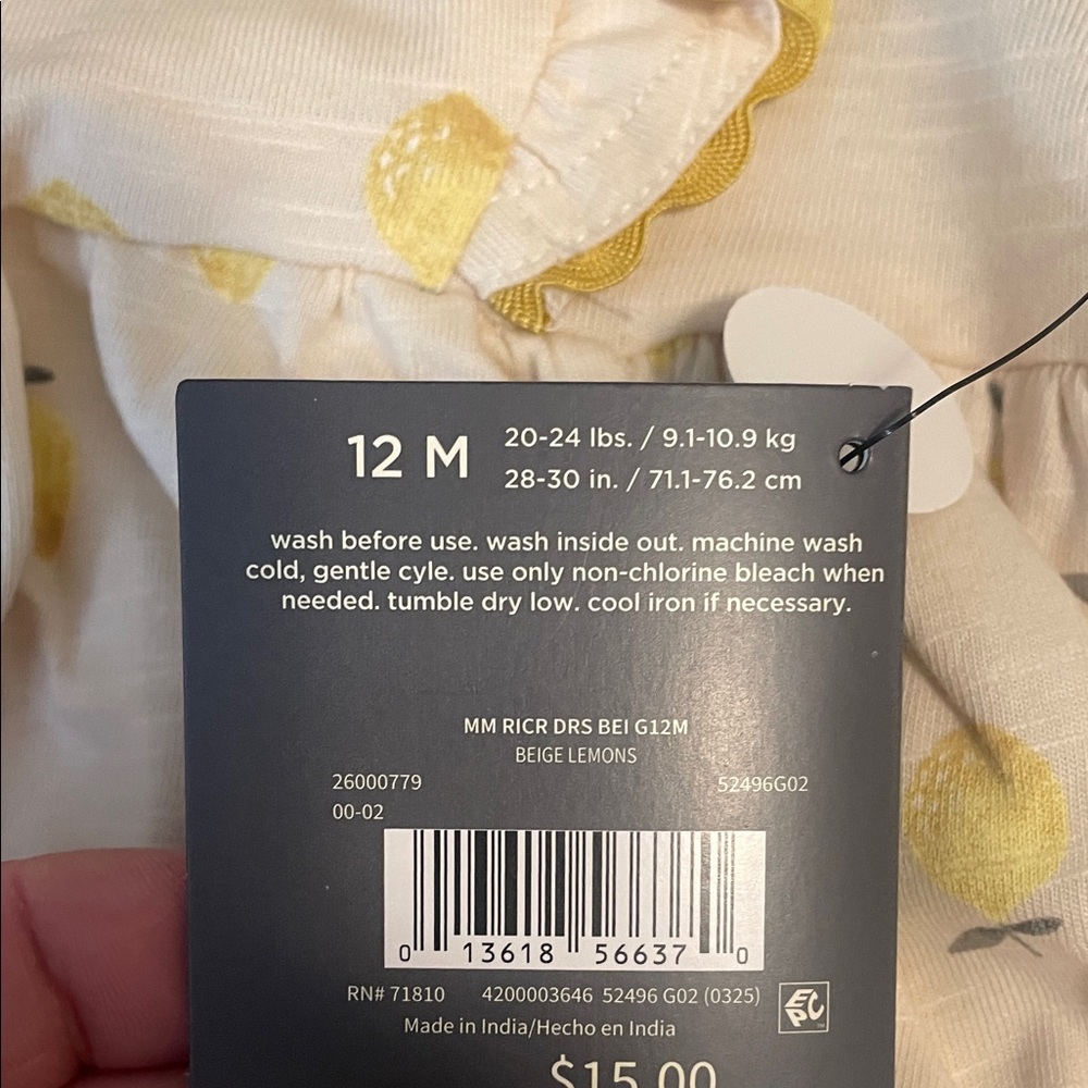 Gerber Baby Dress with lemons linen feel nwt - Picture 7 of 12